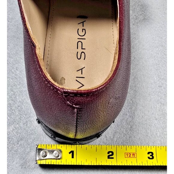 VTG Via Spiga Ladonna Bordeaux Stud Loafers 5M - Picture 15 of 16